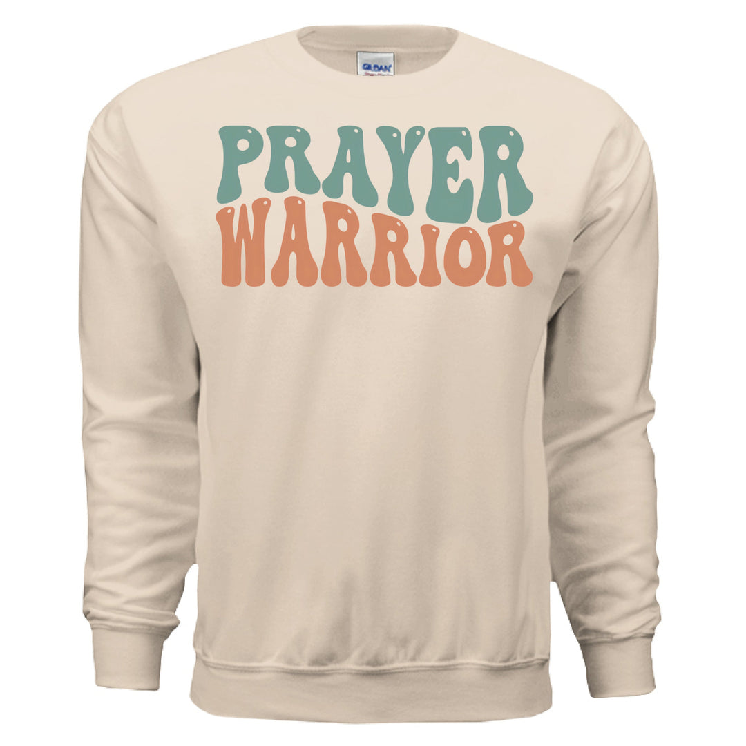 Prayer Warrior crewneck sweatshirt featured in the Stone & Sling guide to women's Christian sweatshirts