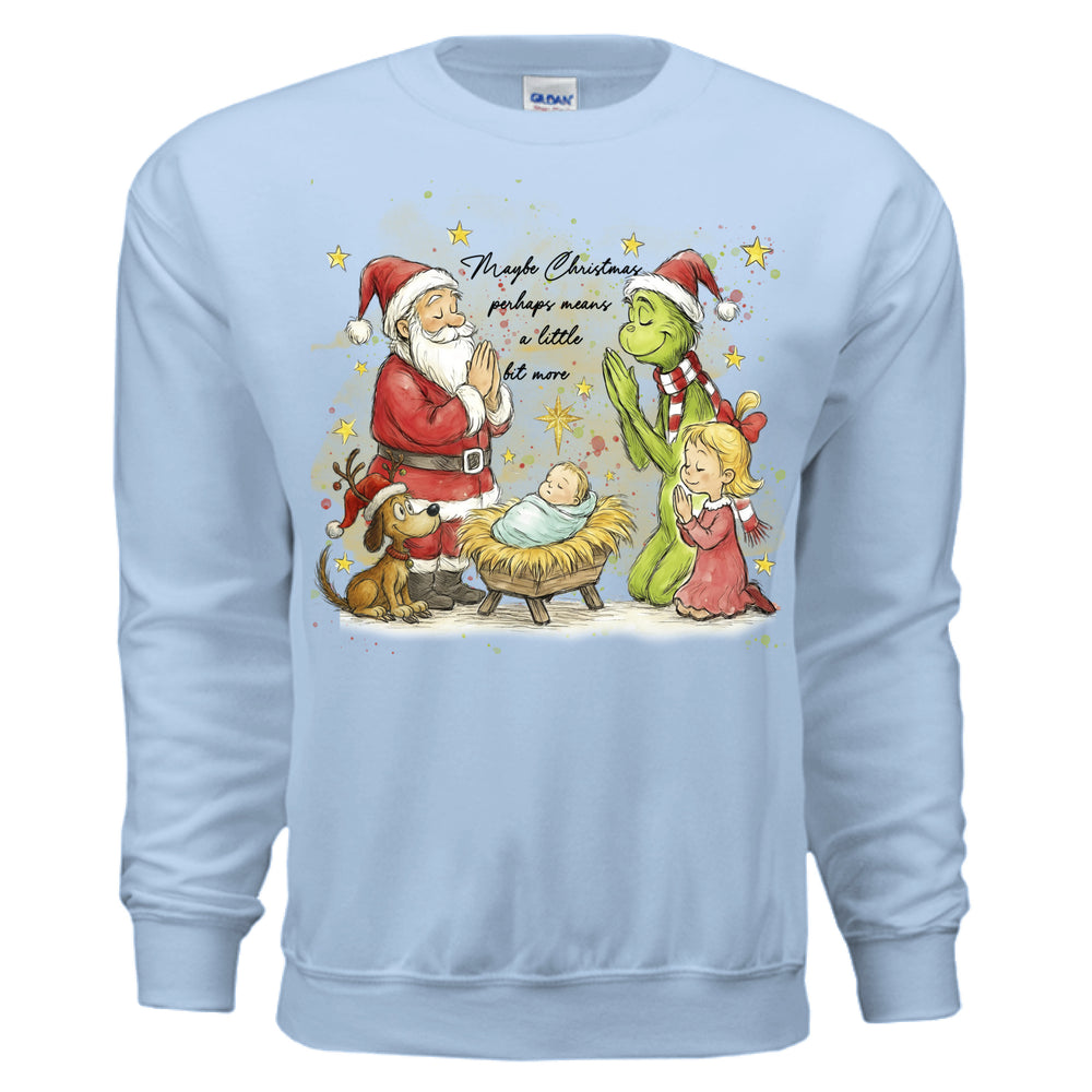 A Little Bit More Christmas Crewneck Sweatshirt - Light Blue - Stone & Sling