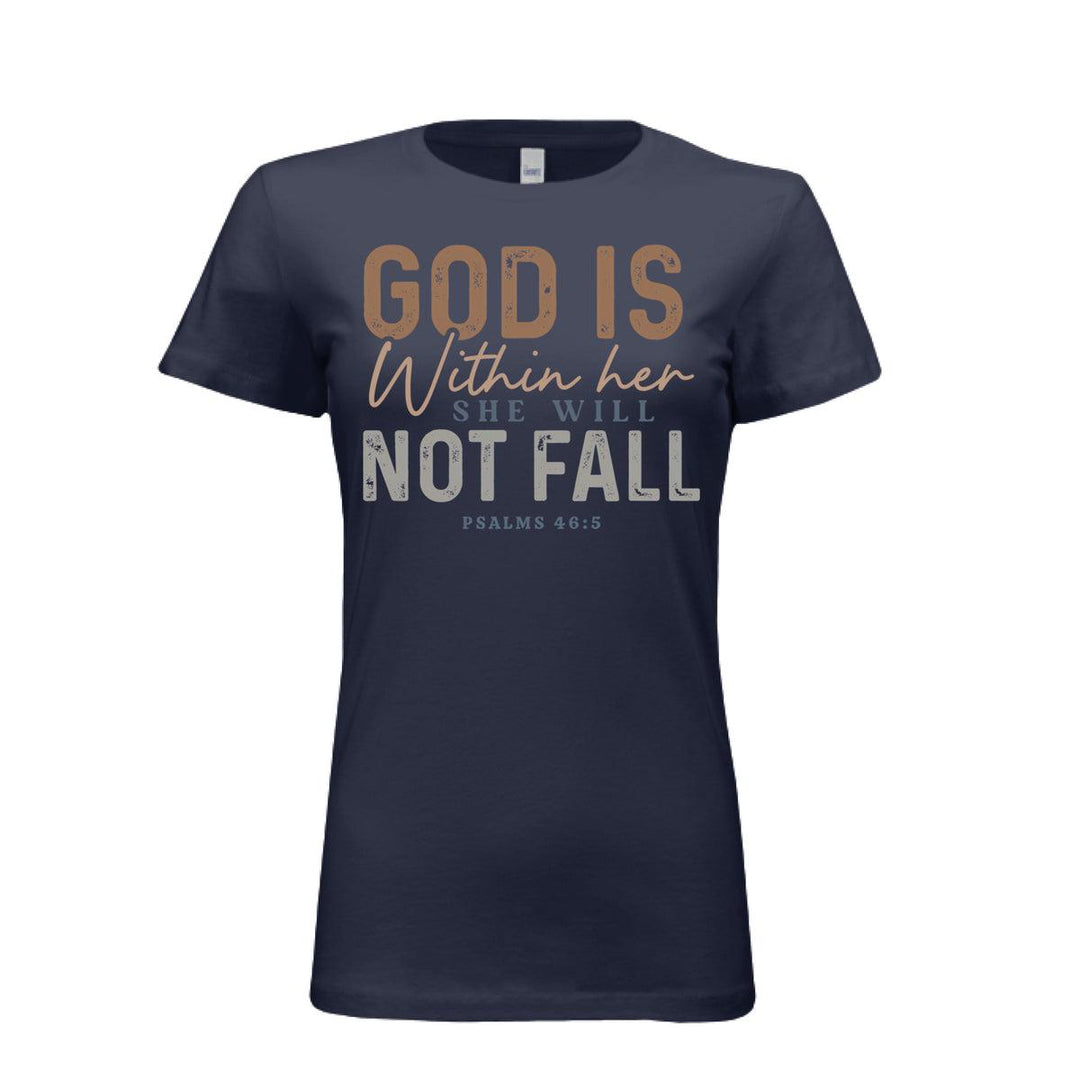 God Is Within Her Fitted Tee - Navy - Stone & Sling