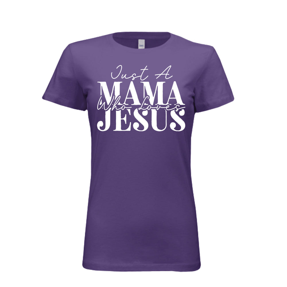Mama Who Loves Jesus Fitted Tee - Team Purple - Stone & Sling