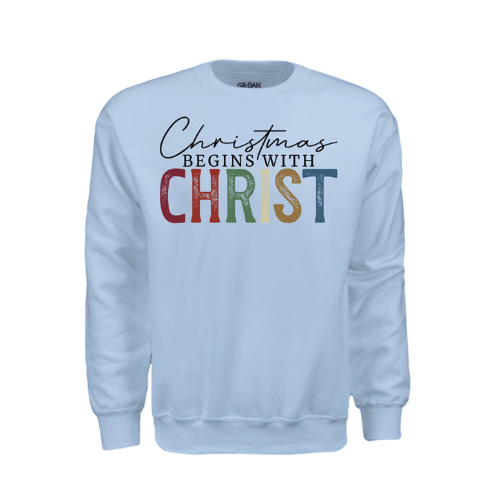 Begins With Christ Sweatshirt - Light Blue - Stone &amp; Sling