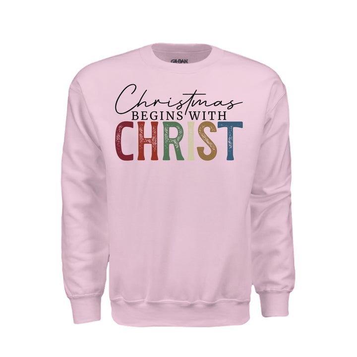 Begins With Christ Sweatshirt - Light Pink - Stone &amp; Sling