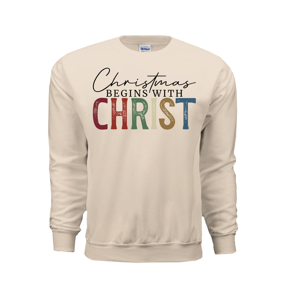 Begins With Christ Sweatshirt - Sand - Stone & Sling
