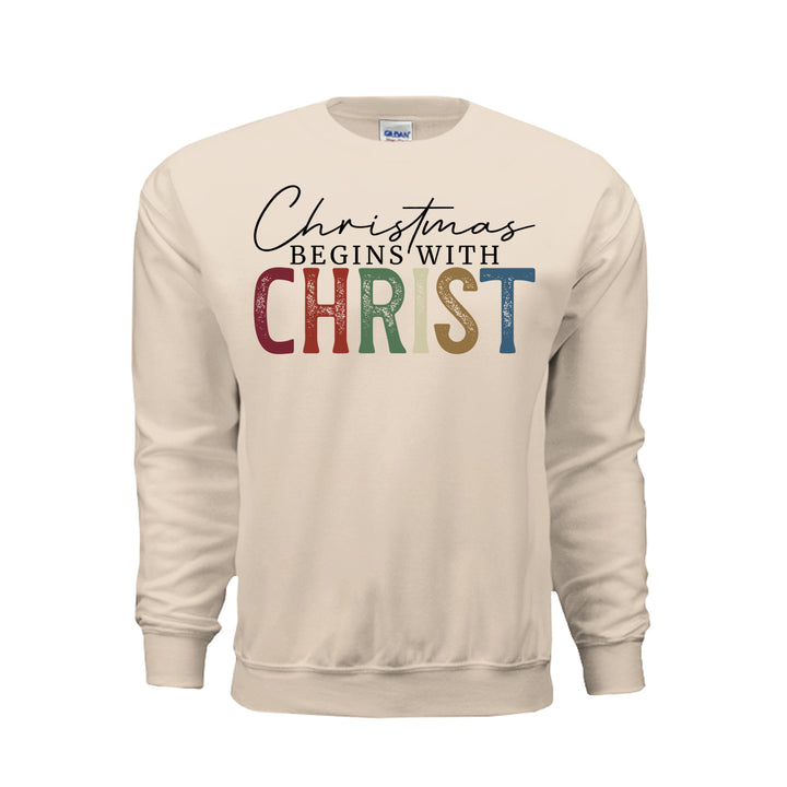 Begins With Christ Sweatshirt - Sand - Stone &amp; Sling