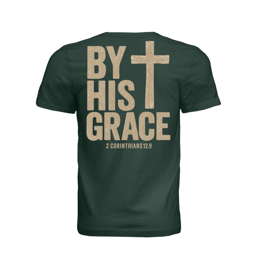 By His Grace Unisex Tee - Hunter Green - Back - Stone & Sling