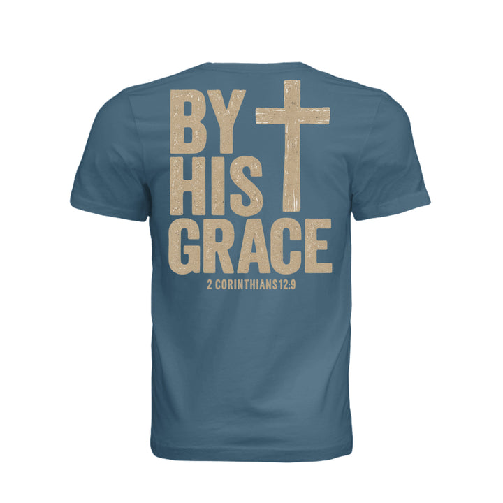 By His Grace Unisex Tee - Steel Blue - Back - Stone &amp; Sling