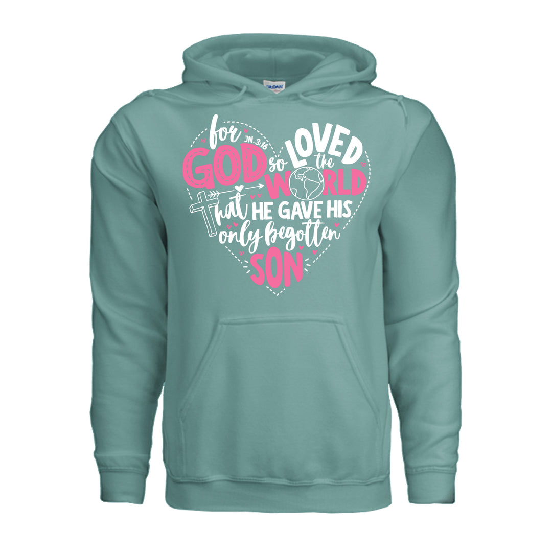 For God So Loved the World Hoodie - Aquatic - Stone &amp; Sling