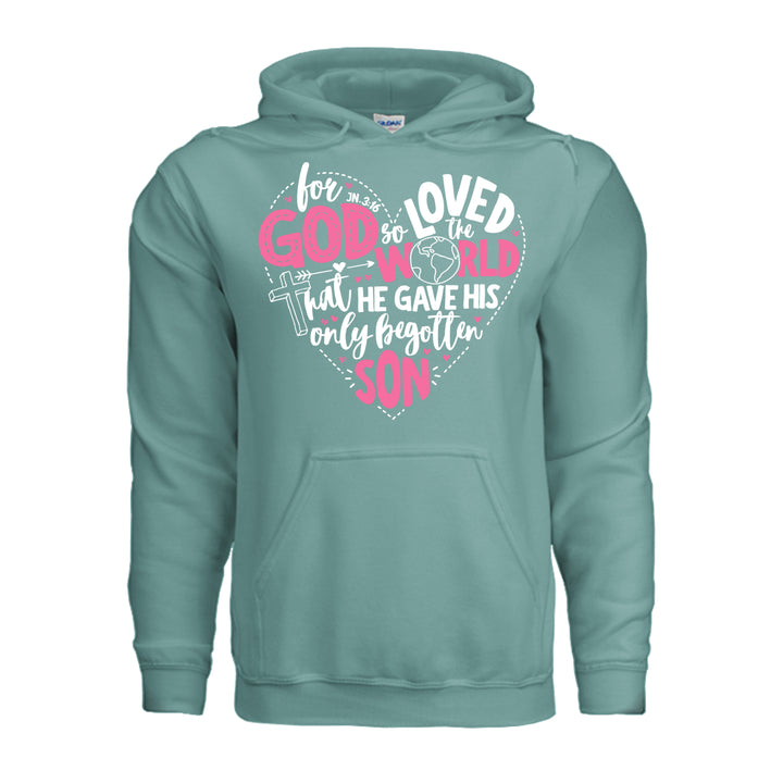 For God So Loved the World Hoodie - Aquatic - Stone &amp; Sling