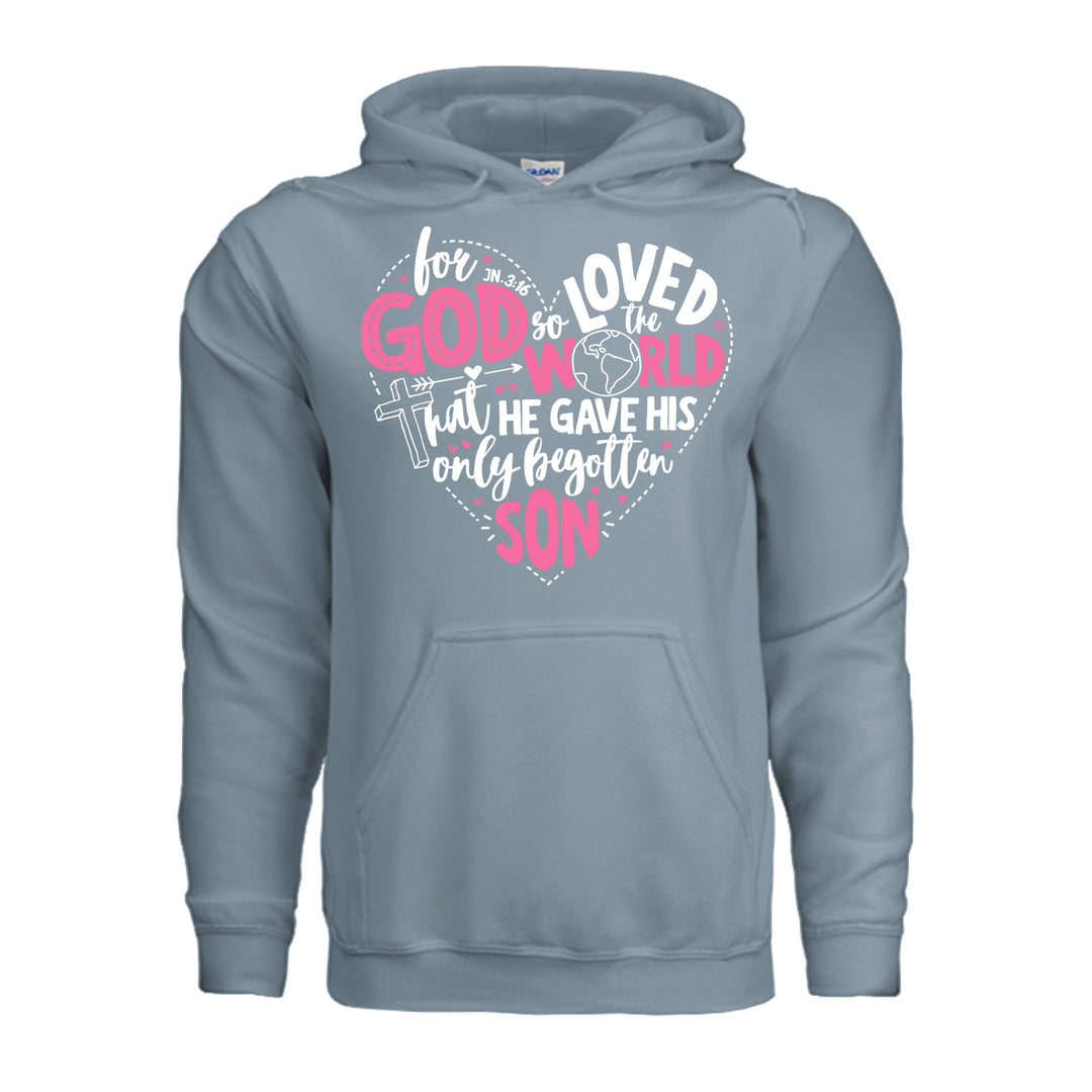 For God So Loved the World Hoodie - Stone Blue - Stone &amp; Sling