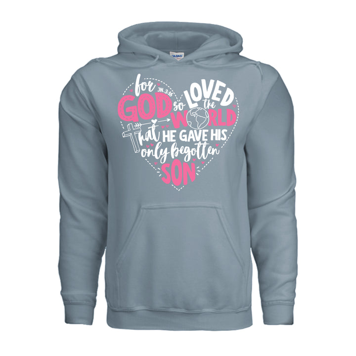For God So Loved the World Hoodie - Stone Blue - Stone &amp; Sling