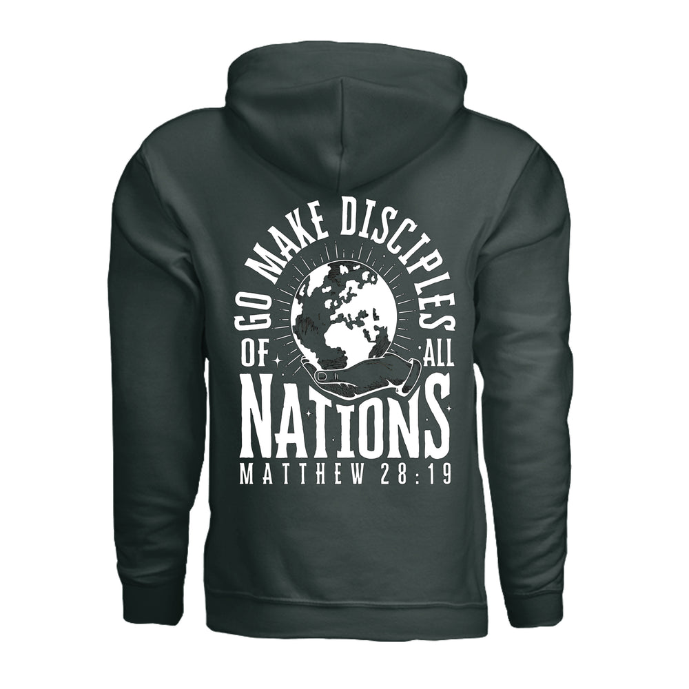 Go Make Disciples Hoodie - Forest Green - Back - Stone & Sling