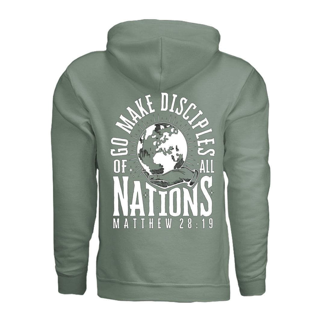 Go Make Disciples Hoodie - Sage - Back - Stone &amp; Sling