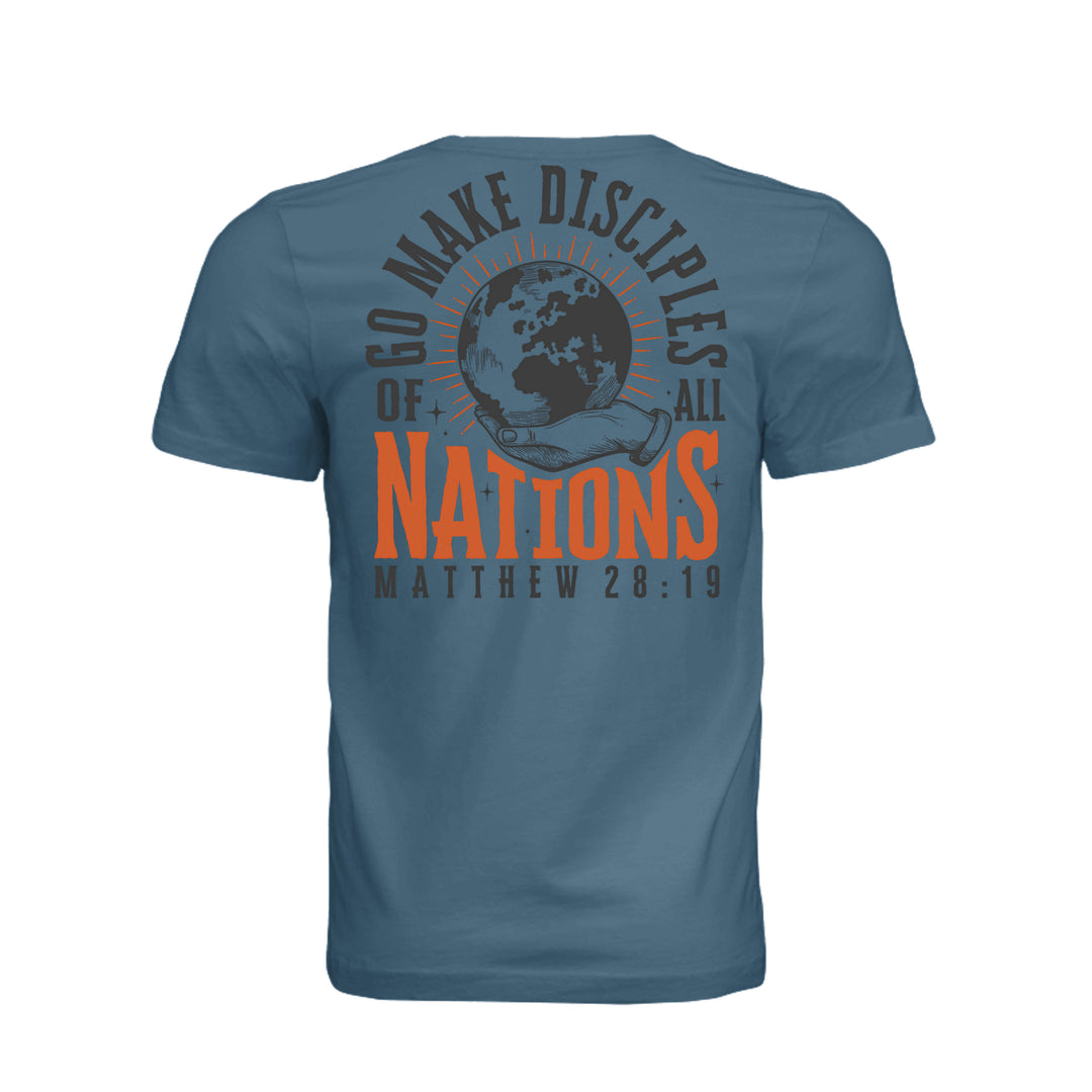 Go Make Disciples Unisex Tee - Steel Blue - Back - Stone &amp; Sling
