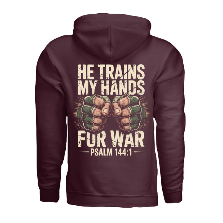 He Trains My Hands Hoodie - Maroon - Back - Stone &amp; Sling