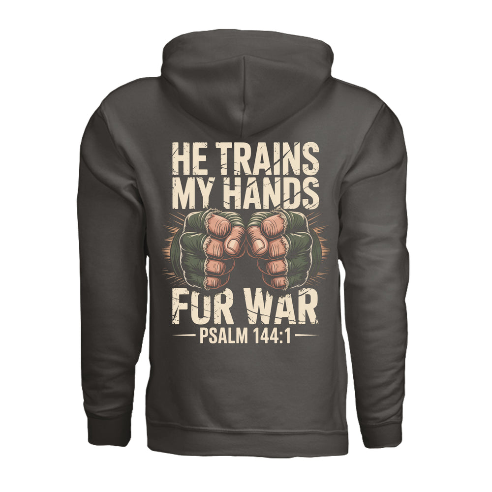 He Trains My Hands Hoodie - Smoke - Back - Stone & Sling
