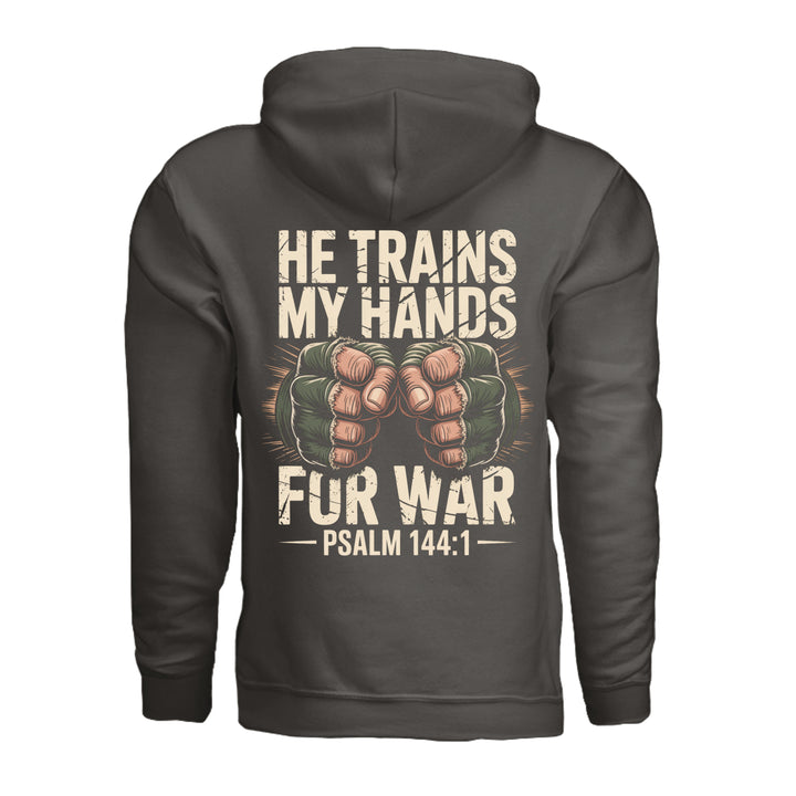 He Trains My Hands Hoodie - Smoke - Back - Stone &amp; Sling