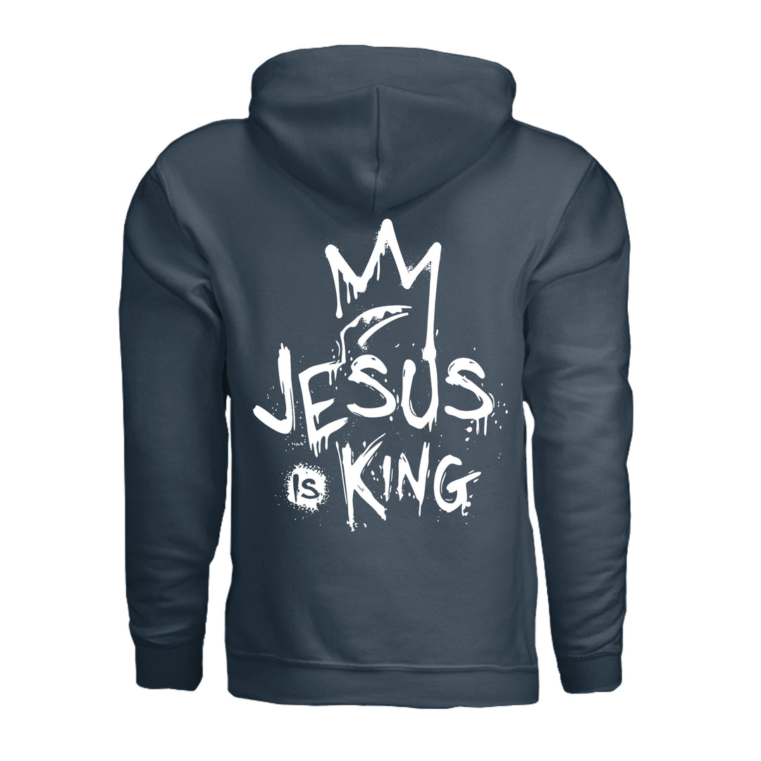 Jesus Is King Hoodie - Blue Dusk - Back - Stone &amp; Sling