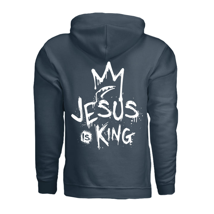 Jesus Is King Hoodie - Blue Dusk - Back - Stone &amp; Sling