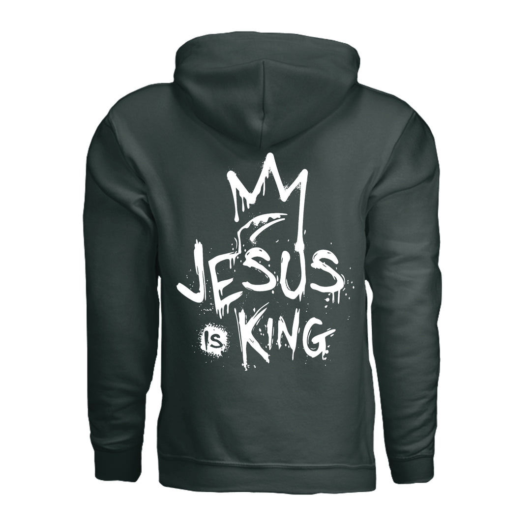 Jesus Is King Hoodie - Forest Green - Back - Stone &amp; Sling
