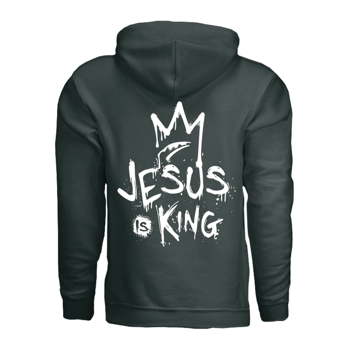 Jesus Is King Hoodie - Forest Green - Back - Stone &amp; Sling