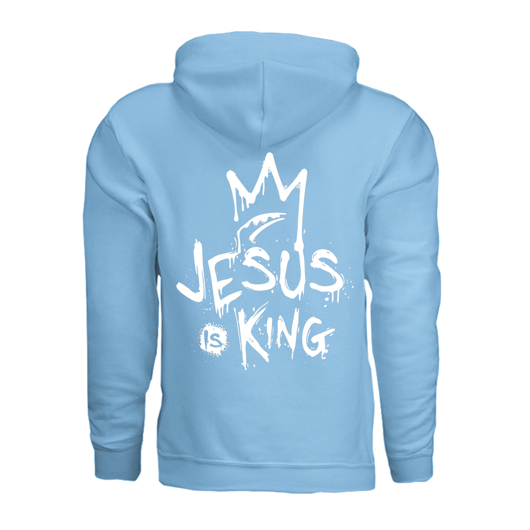 Jesus Is King Hoodie - Sky - Back - Stone &amp; Sling