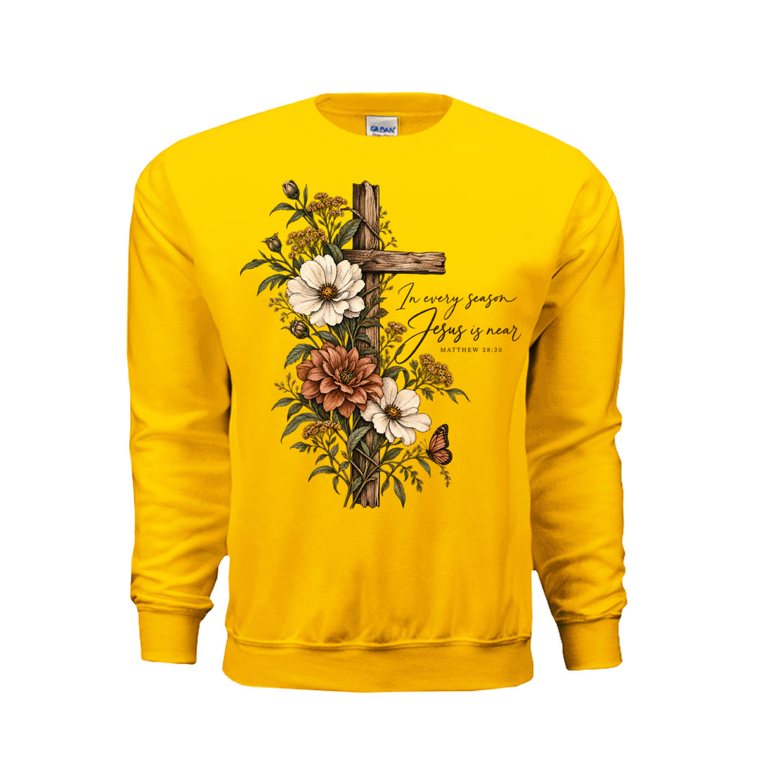Jesus Is Near Sweatshirt - Gold - Stone & Sling