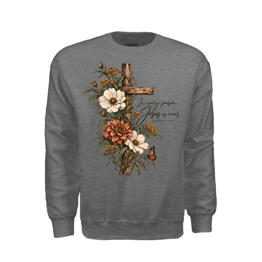 Jesus Is Near Sweatshirt - Graphite Heather - Stone & Sling