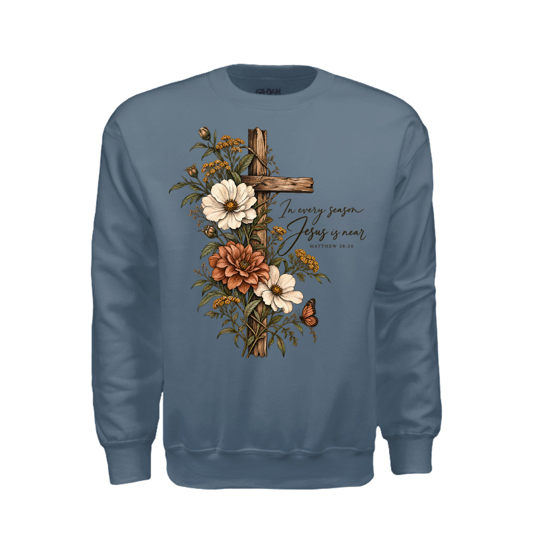 Jesus Is Near Sweatshirt - Indigo Blue - Stone & Sling