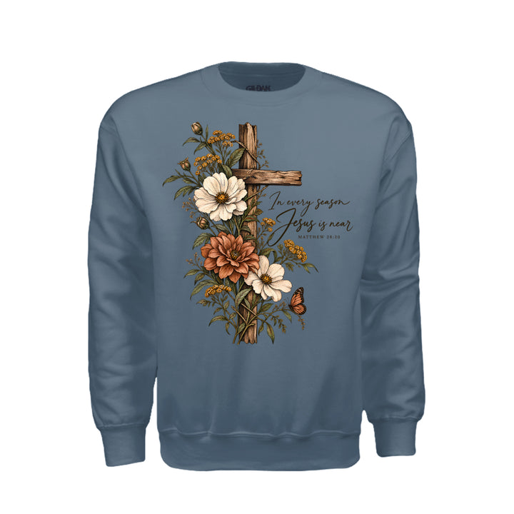 Jesus Is Near Sweatshirt - Indigo Blue - Stone & Sling