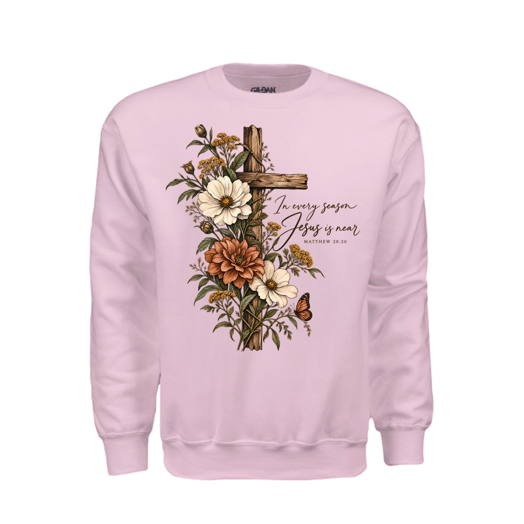 Jesus Is Near Sweatshirt - Light Pink - Stone & Sling