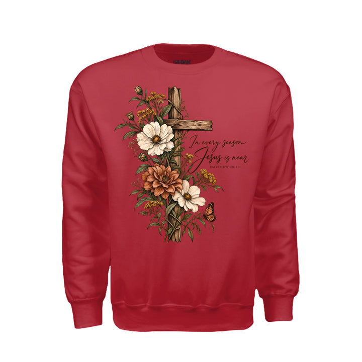 Jesus Is Near Sweatshirt - Red - Stone & Sling