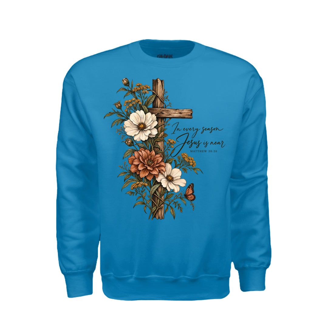 Jesus Is Near Sweatshirt - Sapphire - Stone & Sling