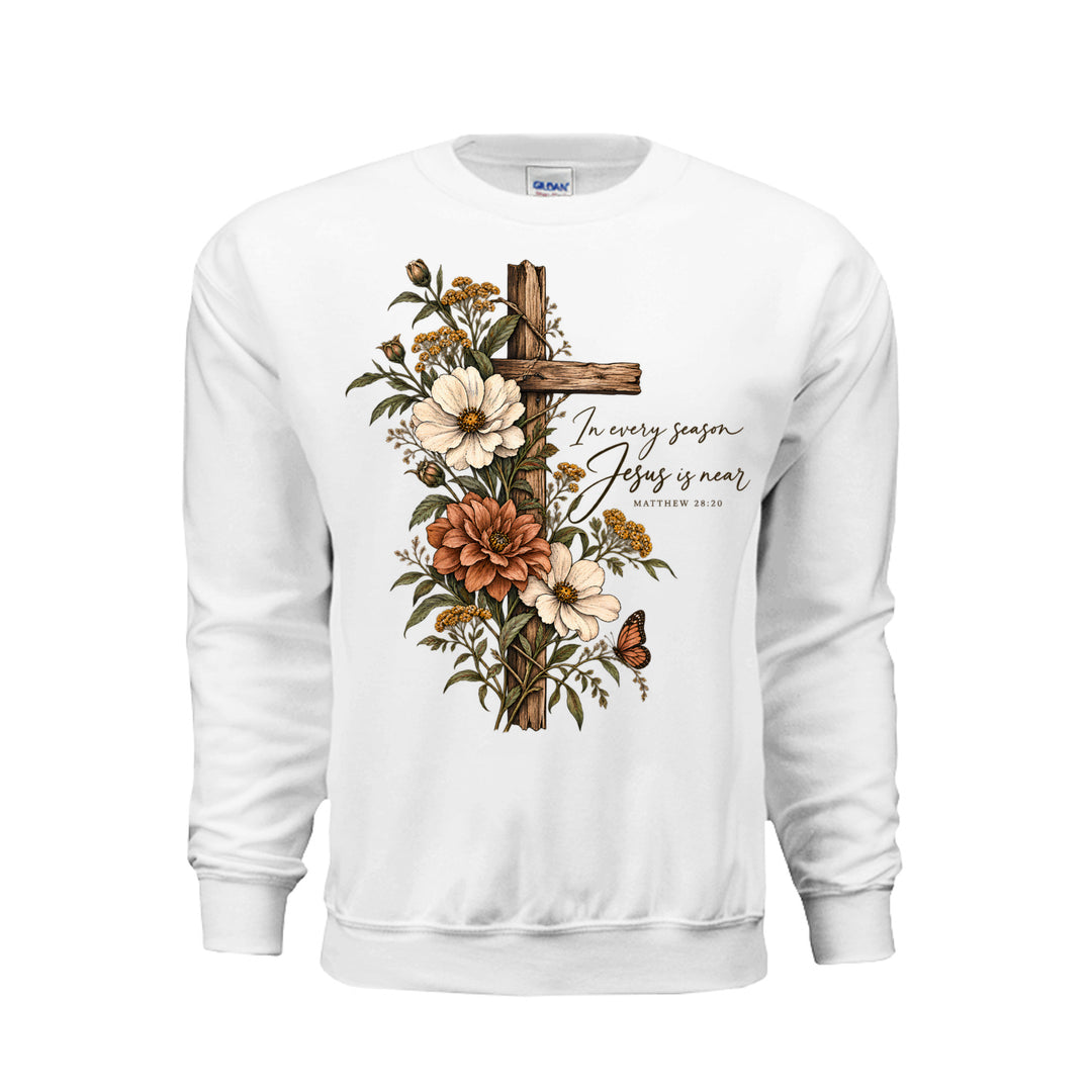 Jesus Is Near Sweatshirt - White - Stone & Sling
