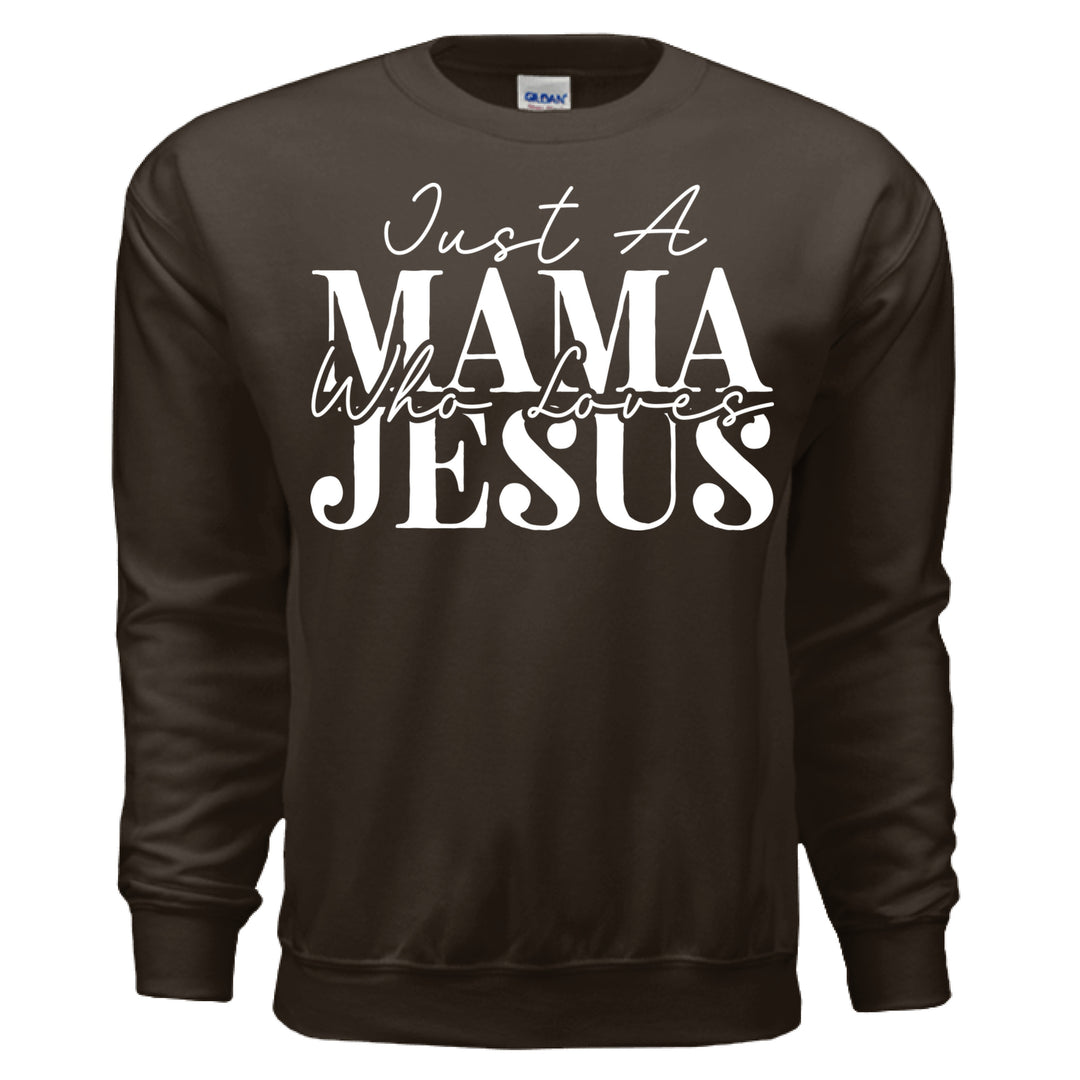 Just a Mama Who Loves Jesus Crewneck Sweatshirt - Stone & Sling