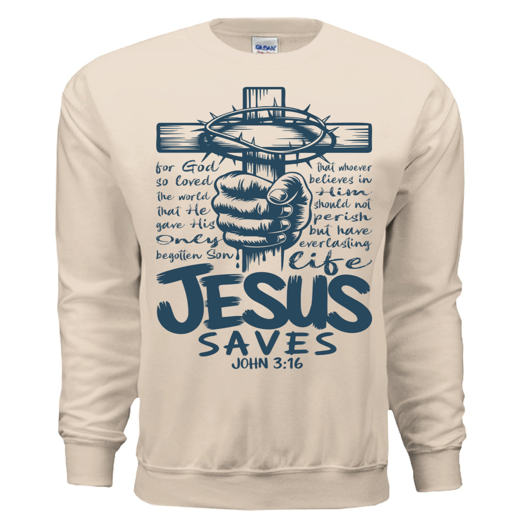 Jesus Saves Crewneck Sweatshirt - Stone & Sling