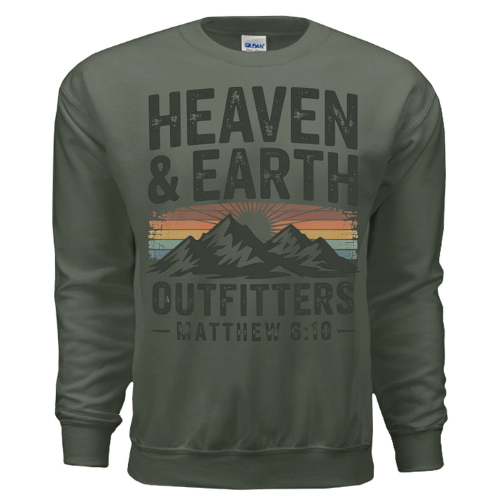 Heaven and Earth Crewneck Sweatshirt - Military Green - Stone & Sling
