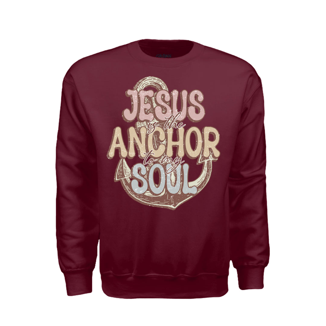 Jesus Anchor of My Soul Crewneck Sweatshirt - Maroon - Stone & Sling