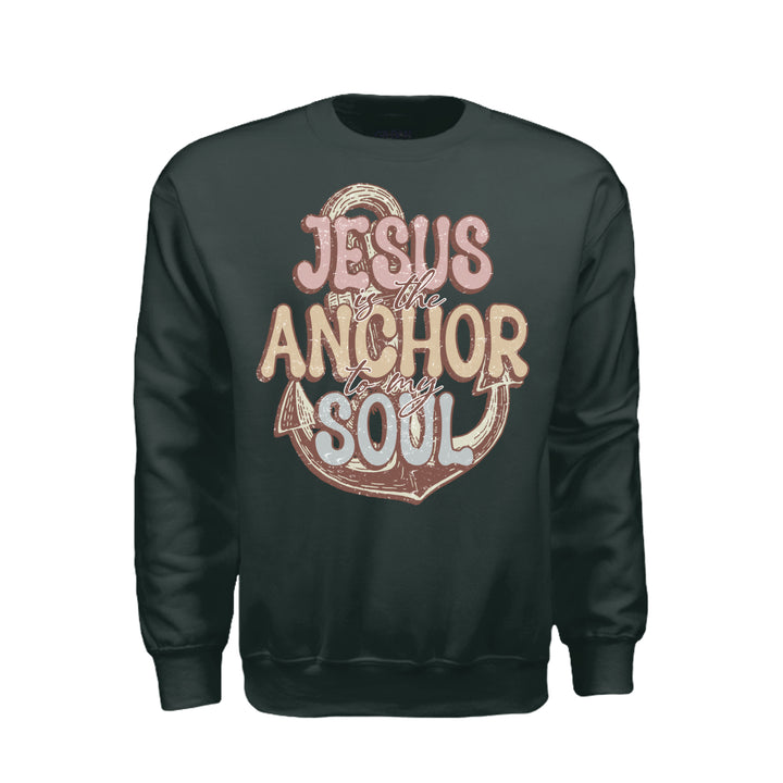 Jesus Anchor of My Soul Crewneck Sweatshirt - Forest Green - Stone &amp; Sling
