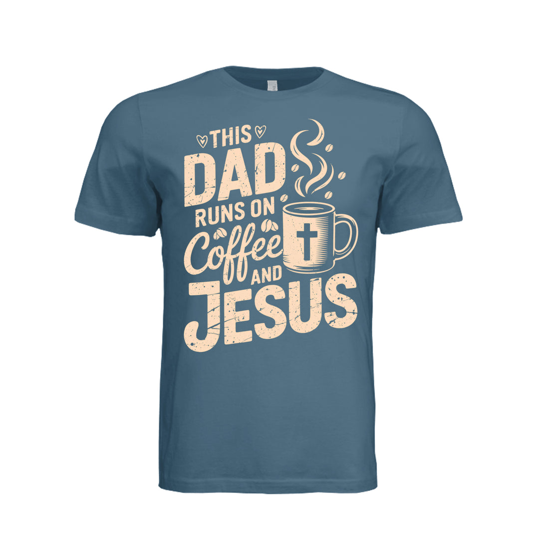 Coffee And Jesus Unisex Tee - Steel Blue - Front - Stone & Sling