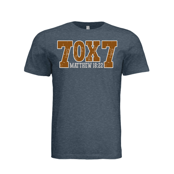 Seventy Times Seven Unisex Tee - Vintage Navy - Front - Stone &amp; Sling