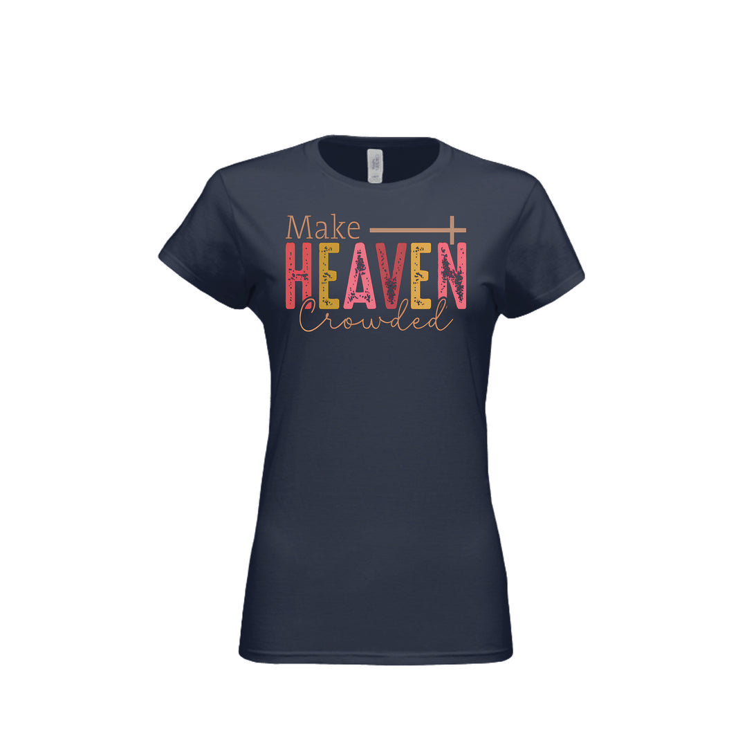 Make Heaven Crowded Fitted Tee in Navy – front graphic