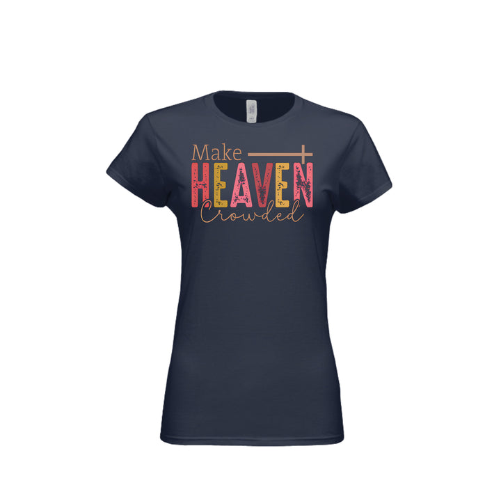 Make Heaven Crowded Fitted Tee in Navy – front graphic