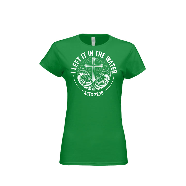 Left It in the Water Fitted Tee in Irish Green – front graphic