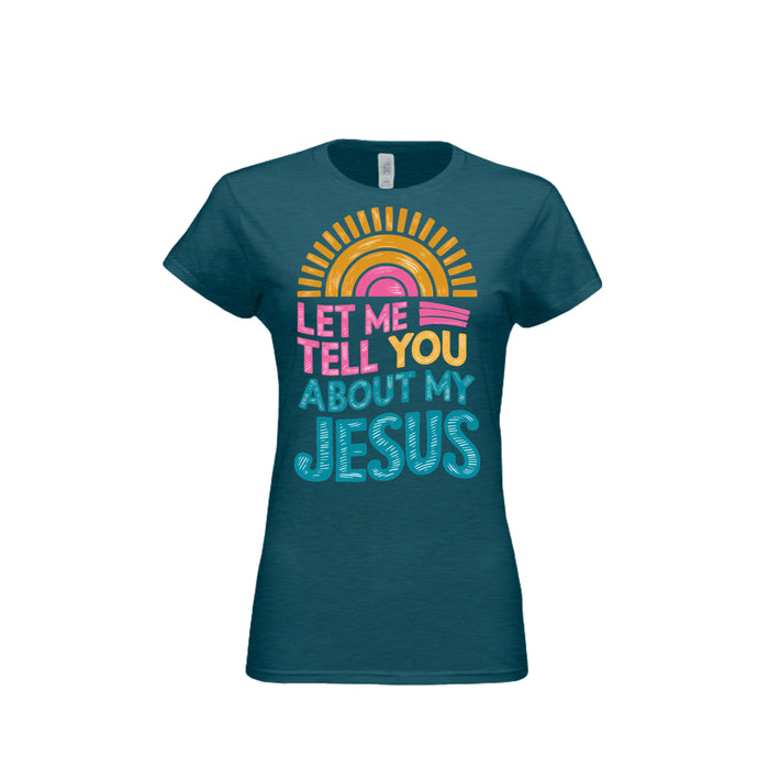 Tell You About My Jesus Fitted Tee - Antique Sapphire - Stone & Sling
