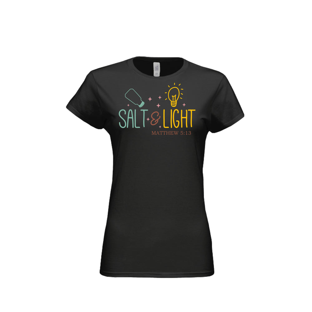 Salt and Light Fitted Tee in Black – front graphic