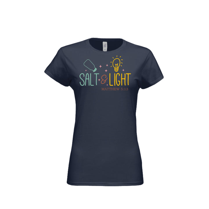 Salt and Light Fitted Tee in Navy – front graphic