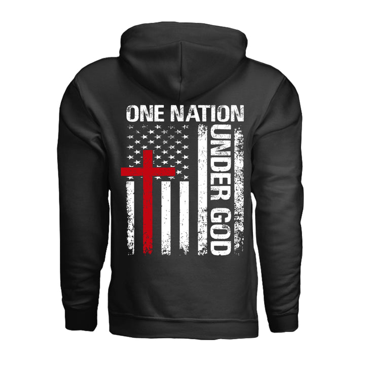 One Nation Under God Hoodie - Black - Back - Stone &amp; Sling