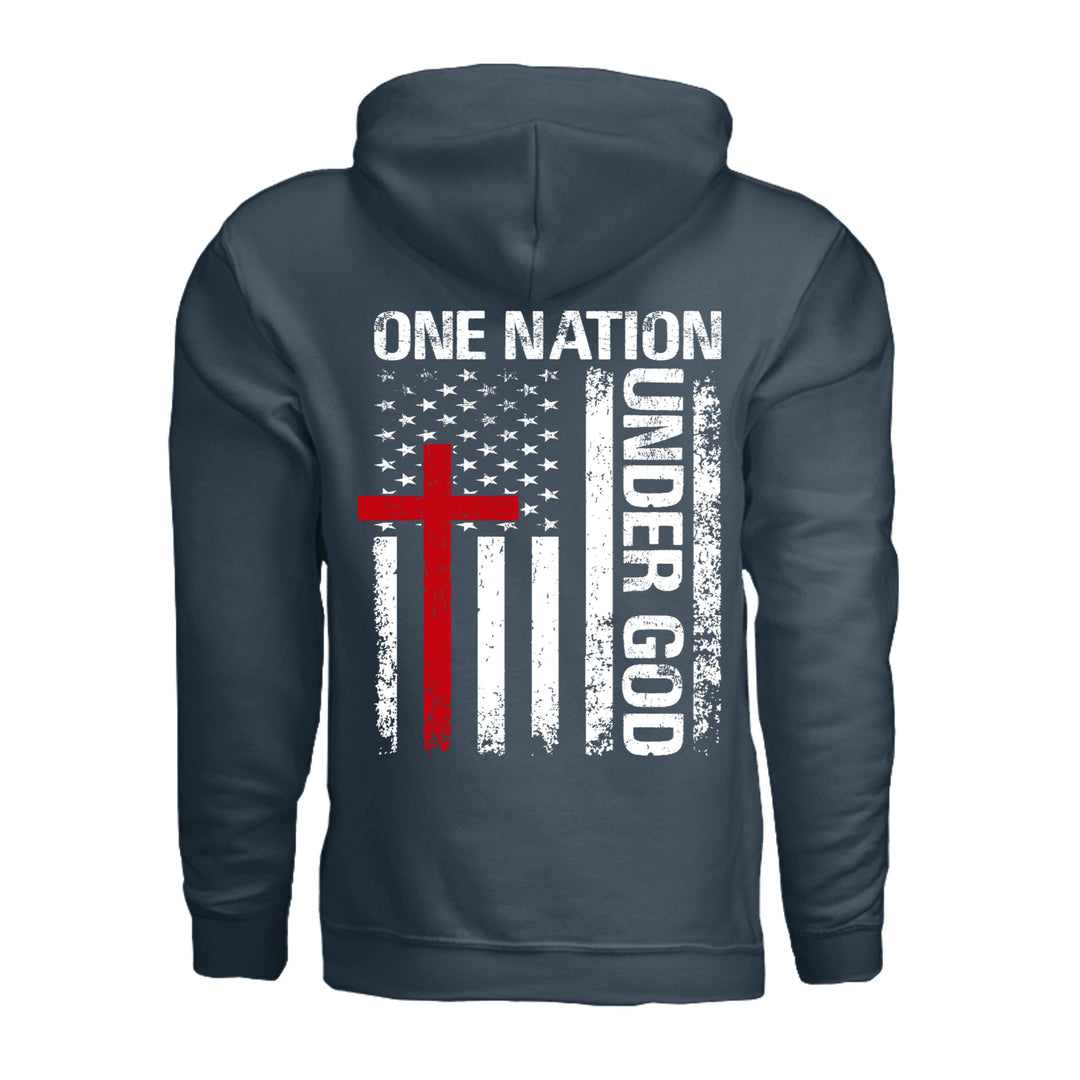 One Nation Under God Hoodie - Blue Dusk - Back - Stone &amp; Sling