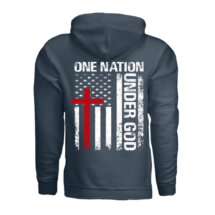 One Nation Under God Hoodie - Blue Dusk - Back - Stone &amp; Sling
