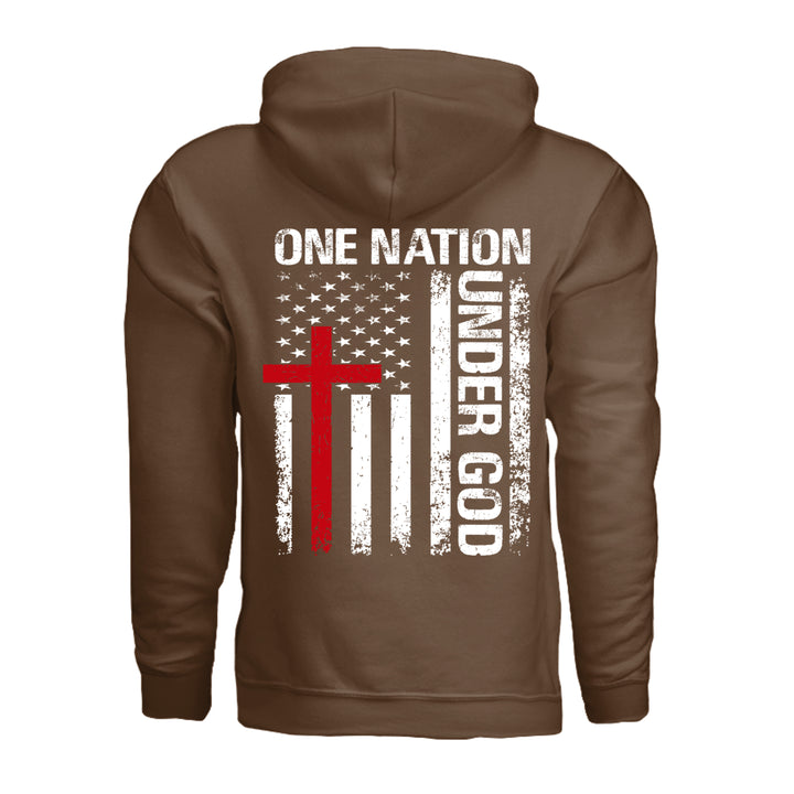 One Nation Under God Hoodie - Cocoa - Back - Stone &amp; Sling